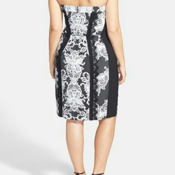 City Chic Lace Affair Printed Sheath Dress With Straps XL 24 NWT NEW - Picture 2 of 11